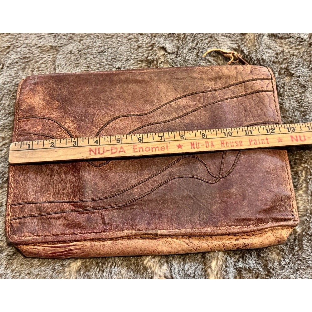 Vintage Sneak Skin Leather Patchwork Clutch Purse by Carlos Fiori made In Italy - Picture 8 of 13